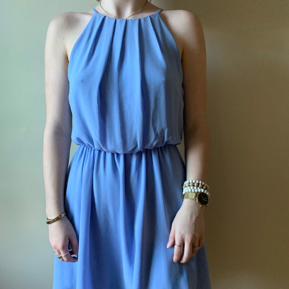 Simple periwinkle spaghetti strap dress